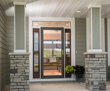 brown full view storm door